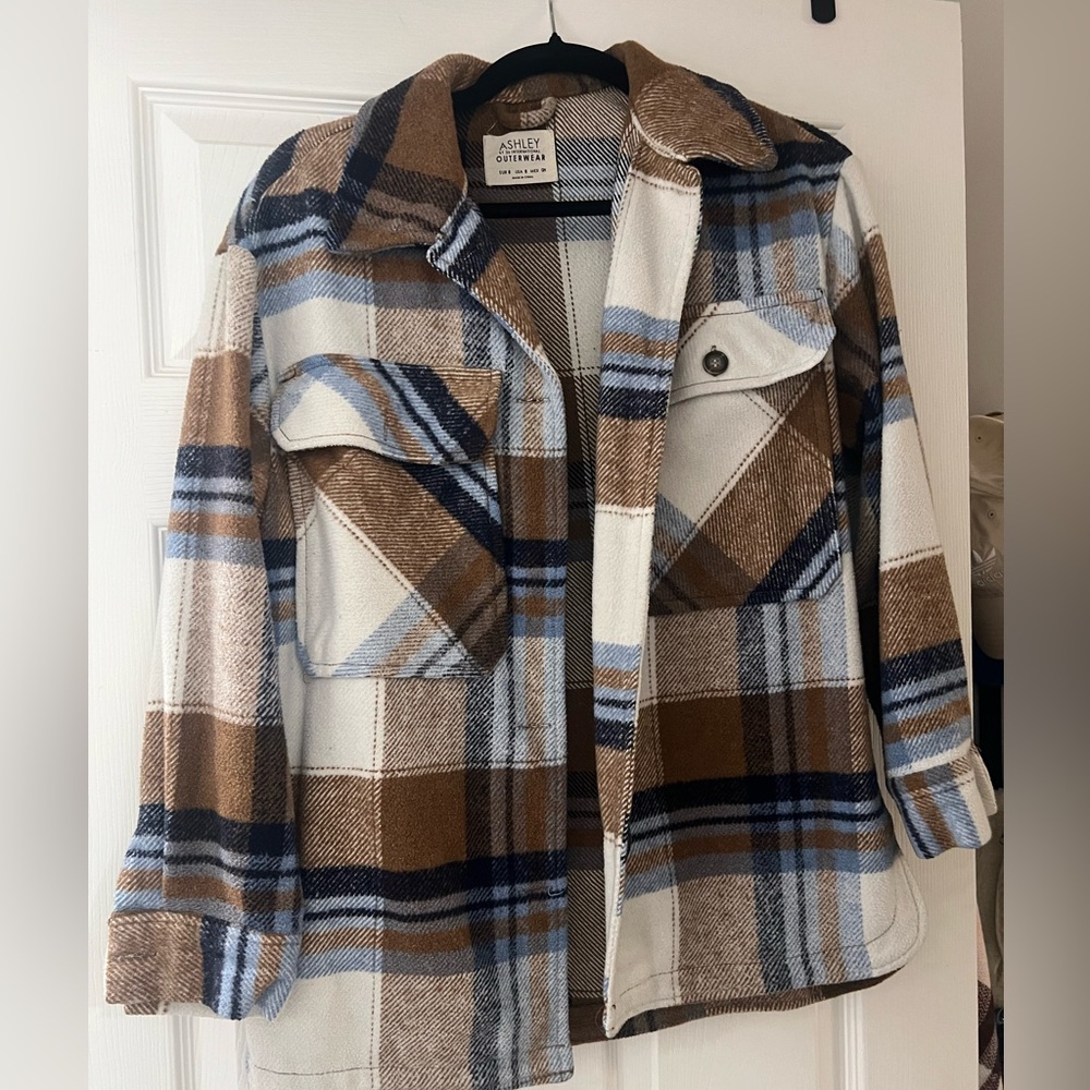 Ashley By 26 International Plaid Shacket in Brown and Blue